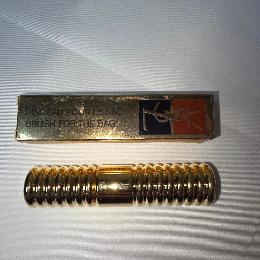 Vintage Yves Saint Laurent Gold Retractable Makeup Brush Pinceau‎ Pour Le Sac